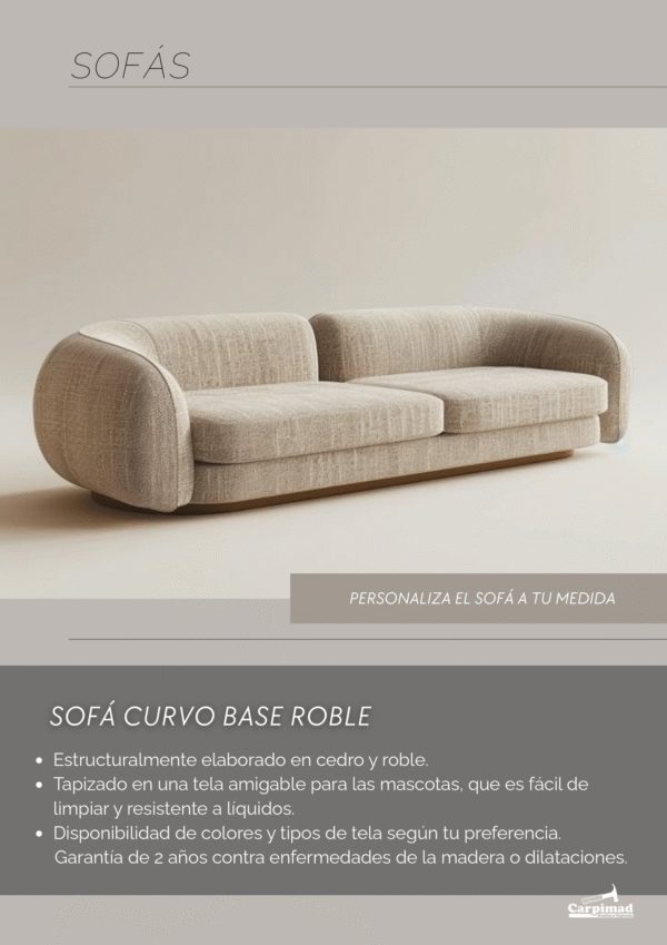Sofá Curvo Base Roble